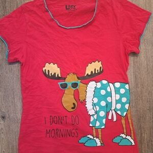 Lazy One Kids Red Moose Pajama Graphic Tee
